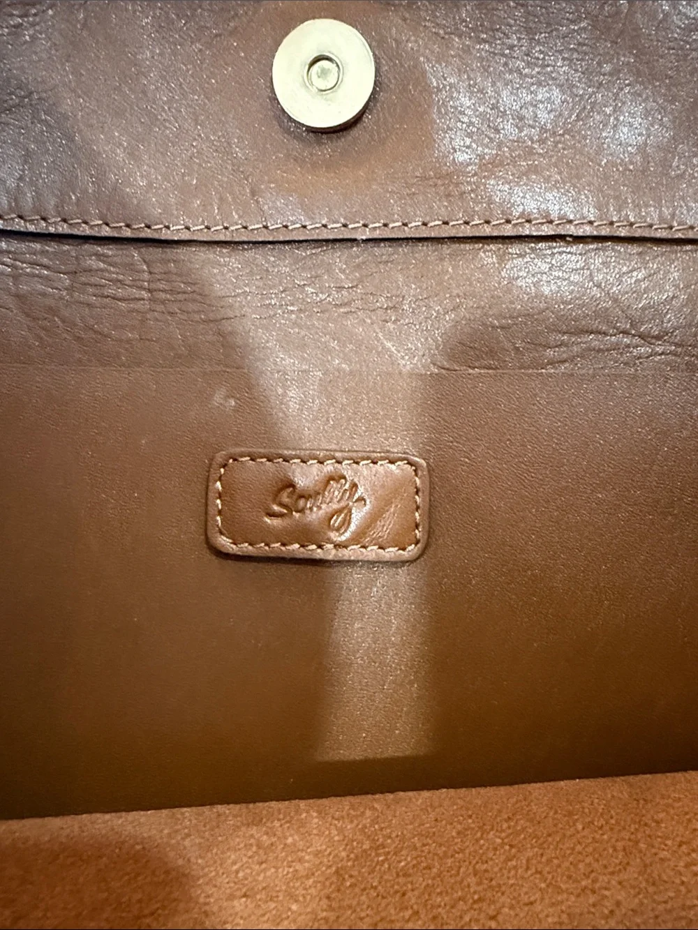 Scully Tan Leather Tote Bag with Front Pocket